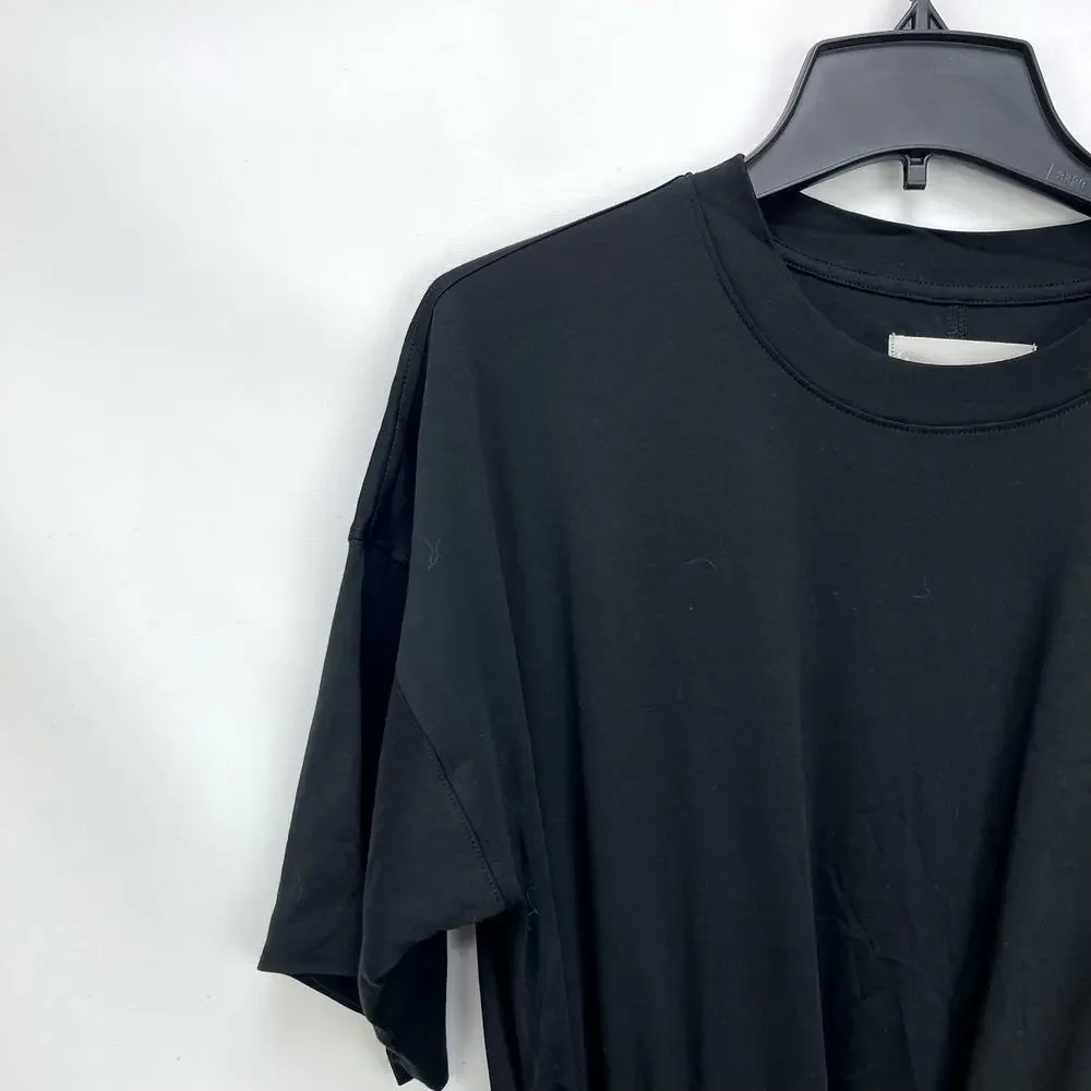 Everlane Womens The Luxe Cotton Tee Dress XXS Black Short Sleeve Tie Front NWT - Picture 4 of 10